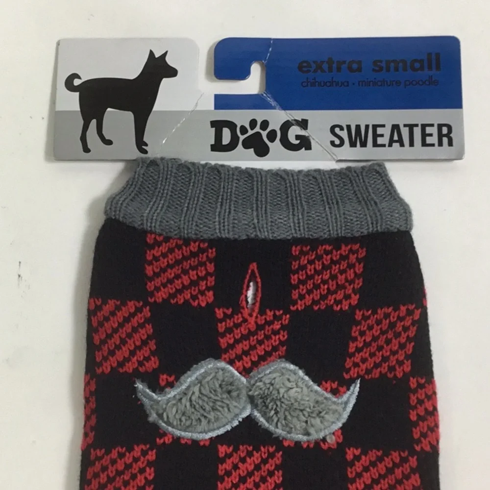 New Dog Sweater Size S Red Block D & G gray black pull over stretch see arm hole